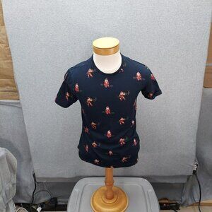 Denim & Flower Ricky Singh Mens Navy T-Shirt With Santa Weightlifting Print Size